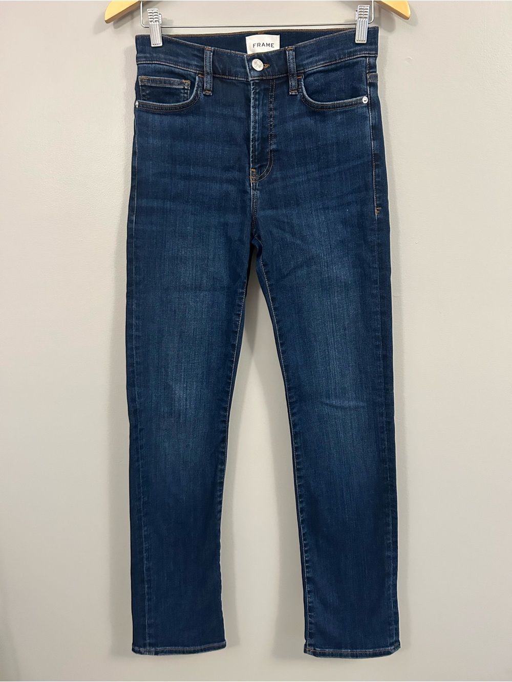 Frame Denim Women's Le High Straight Long Dark Indigo Straight Leg Jeans Size 27